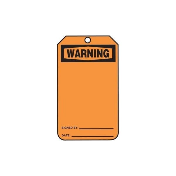 Accuform Safety Tags, WARNING Blank, 5.75in x 3.25in, RP-Plastic, 5PK MWGT205PTM - main
